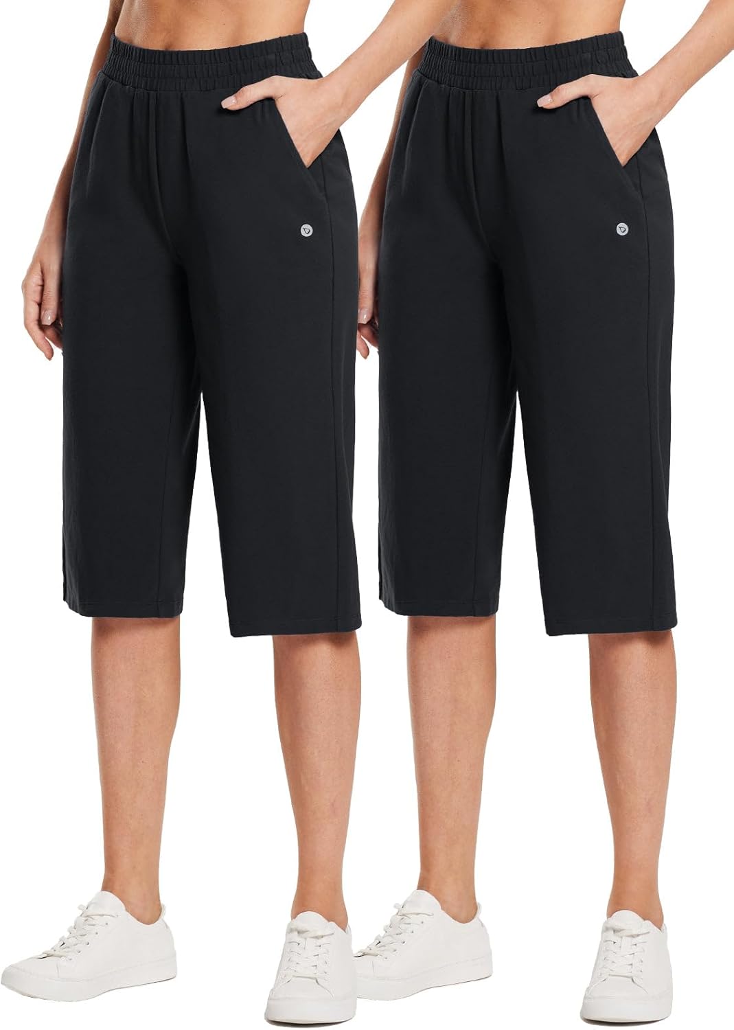 BALEAF Women's Capri Yoga Pants with Pockets for Summer Comfort
