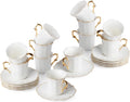 BTaT Espresso Cups and Saucers Set of 12 - Gold Rim Demitasse