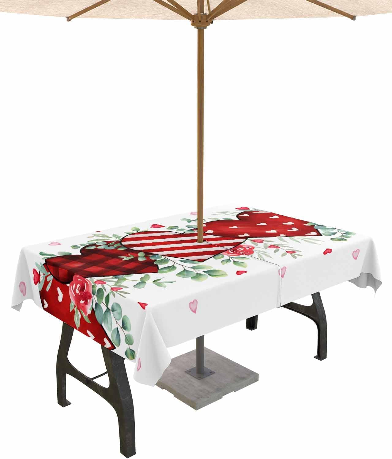 Waterproof Love Heart Tablecloth 60x84 Inch