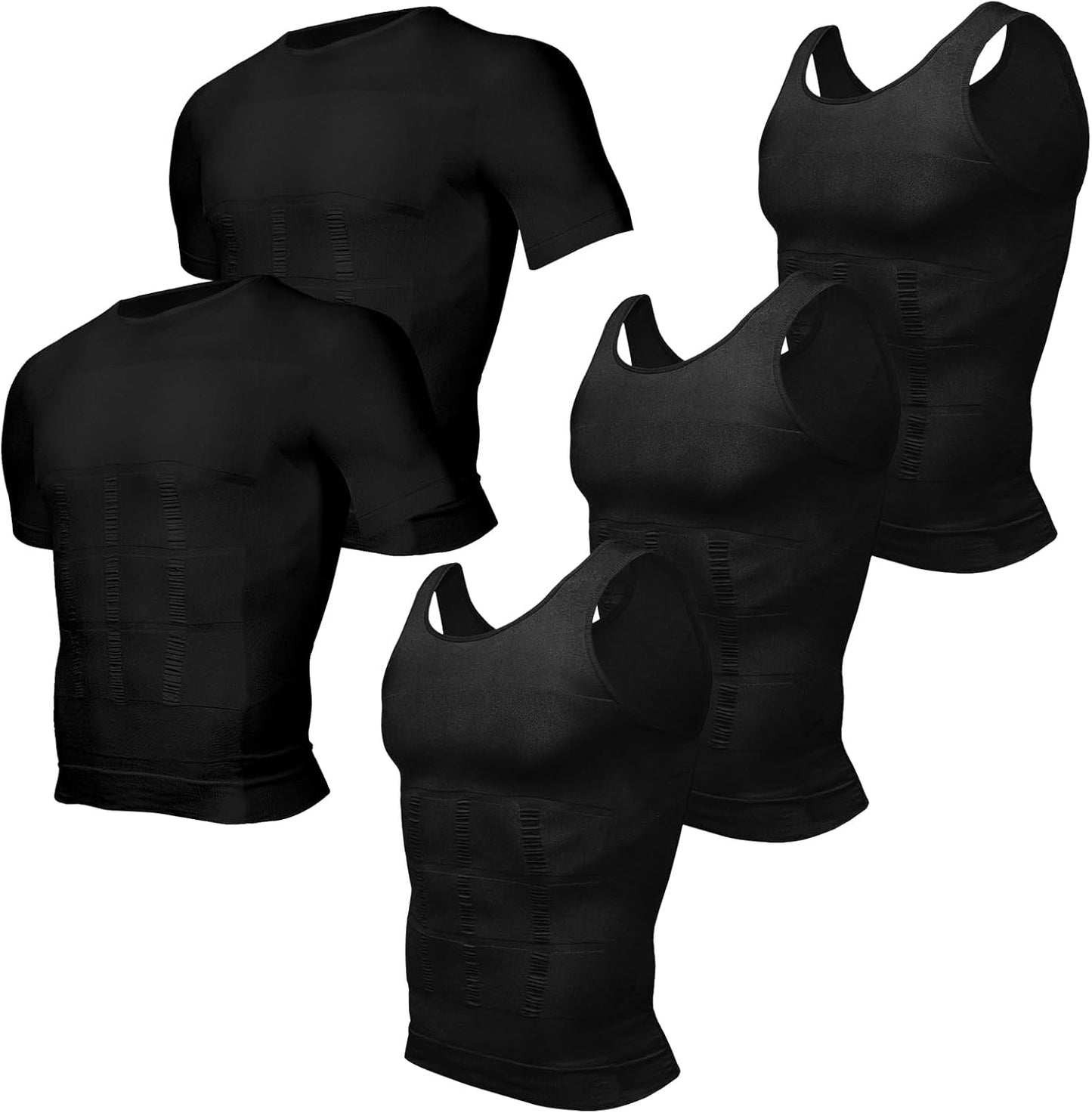 Odoland Men's Compression Shirt Set for Slimming and Sports