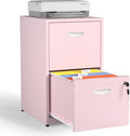 2 Drawer File Cabinet with Lock Pink Metal Filing Cabinet - Compact