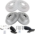 TRQ Front & Rear Ceramic Brake Pad & Coated Rotor Kit - Direct Fit