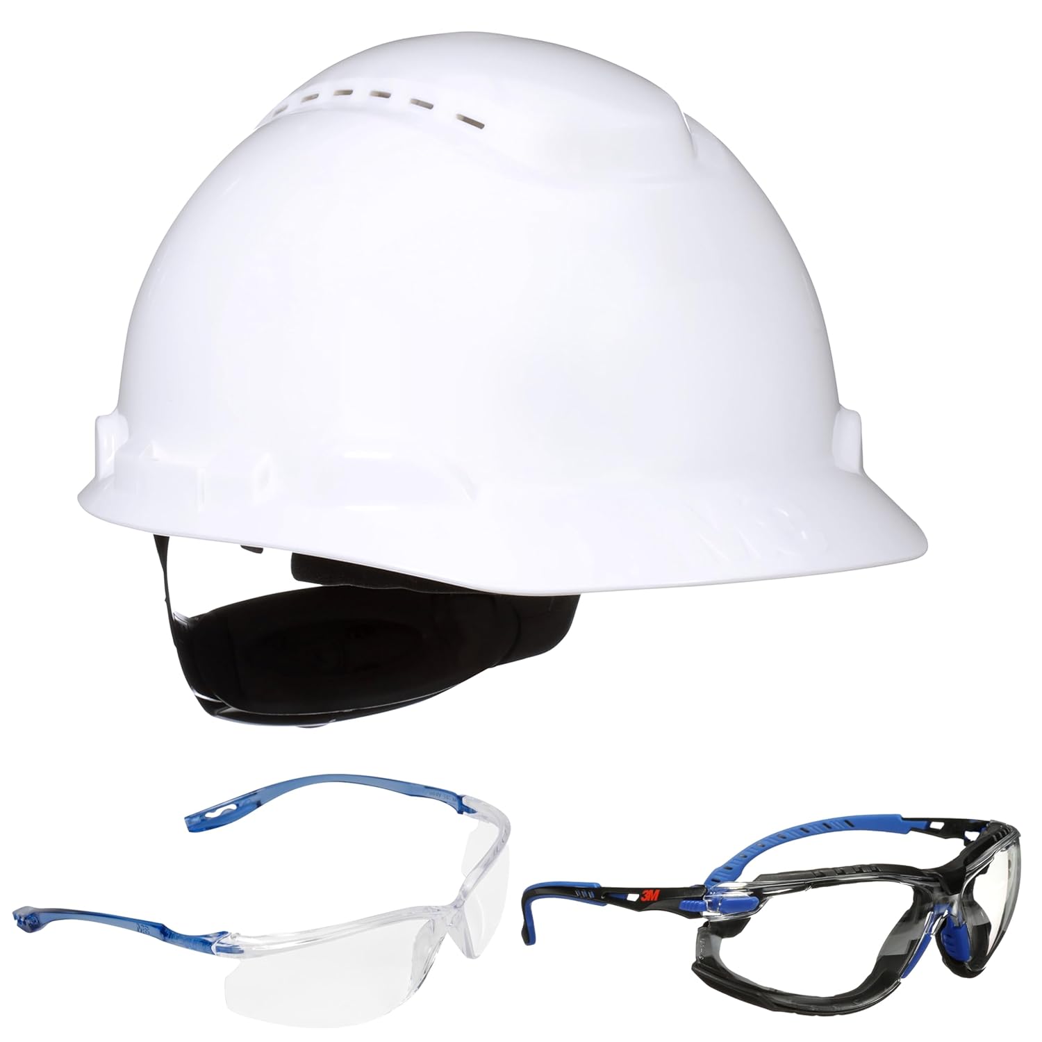 3M Hard Hat SecureFit H-701SFV-UV with Safety Glasses 2-Pack