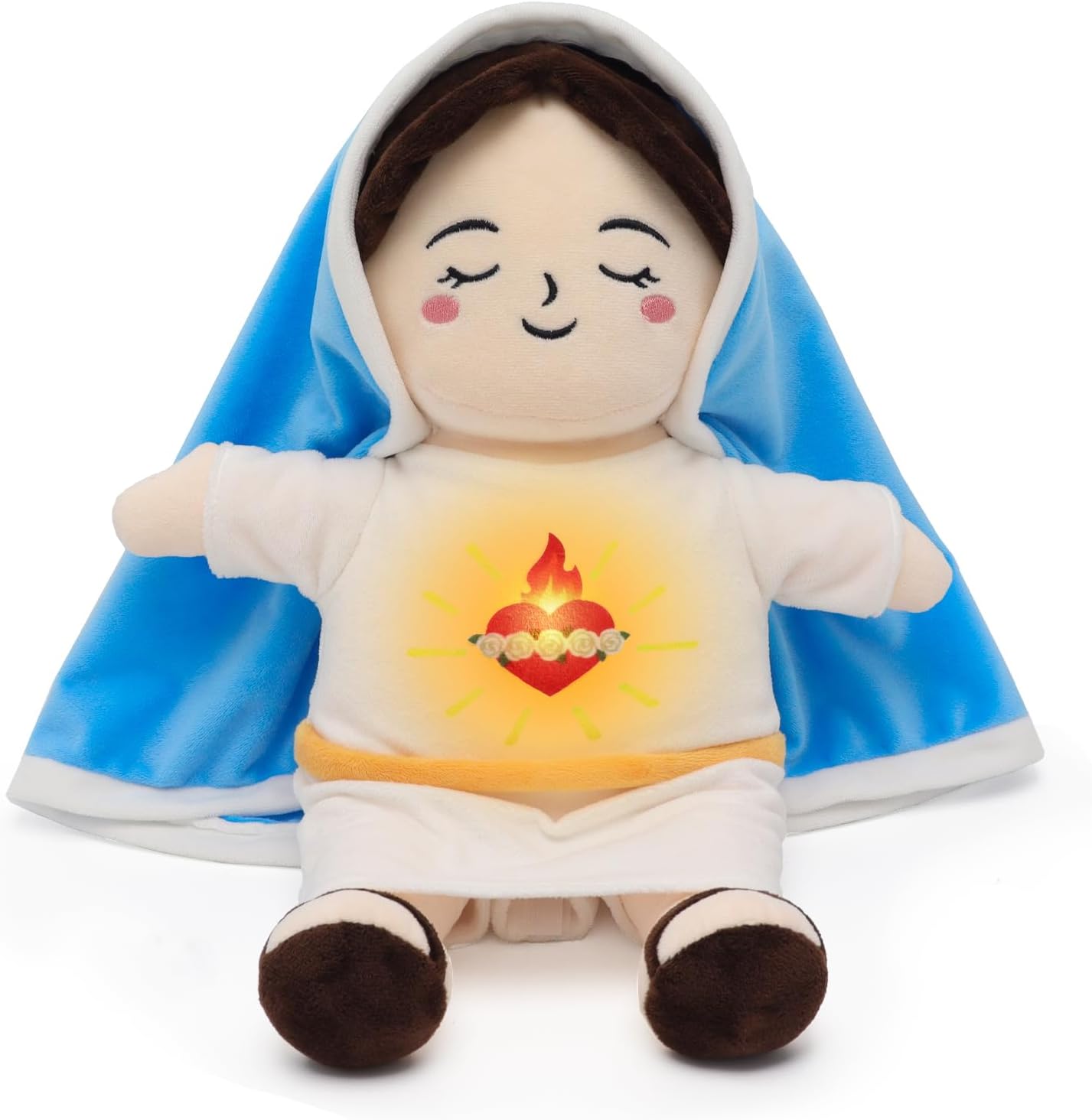 Breathing Plush Virgin Mary Doll with Light & Sound for Kids