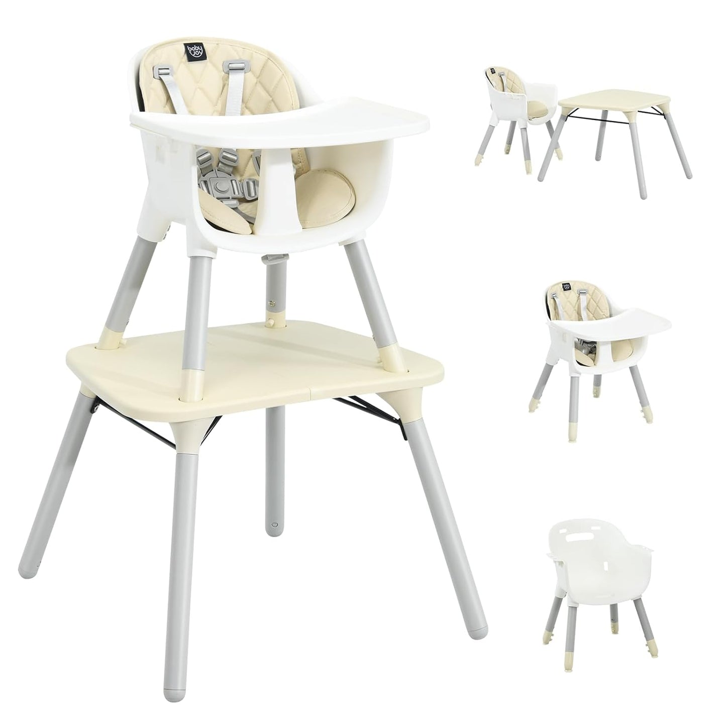 5 in 1 Convertible High Chair for Babies & Toddlers - Beige