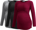 Smallshow Women's Long Sleeve Maternity Shirt Set 3-Pack for Moms