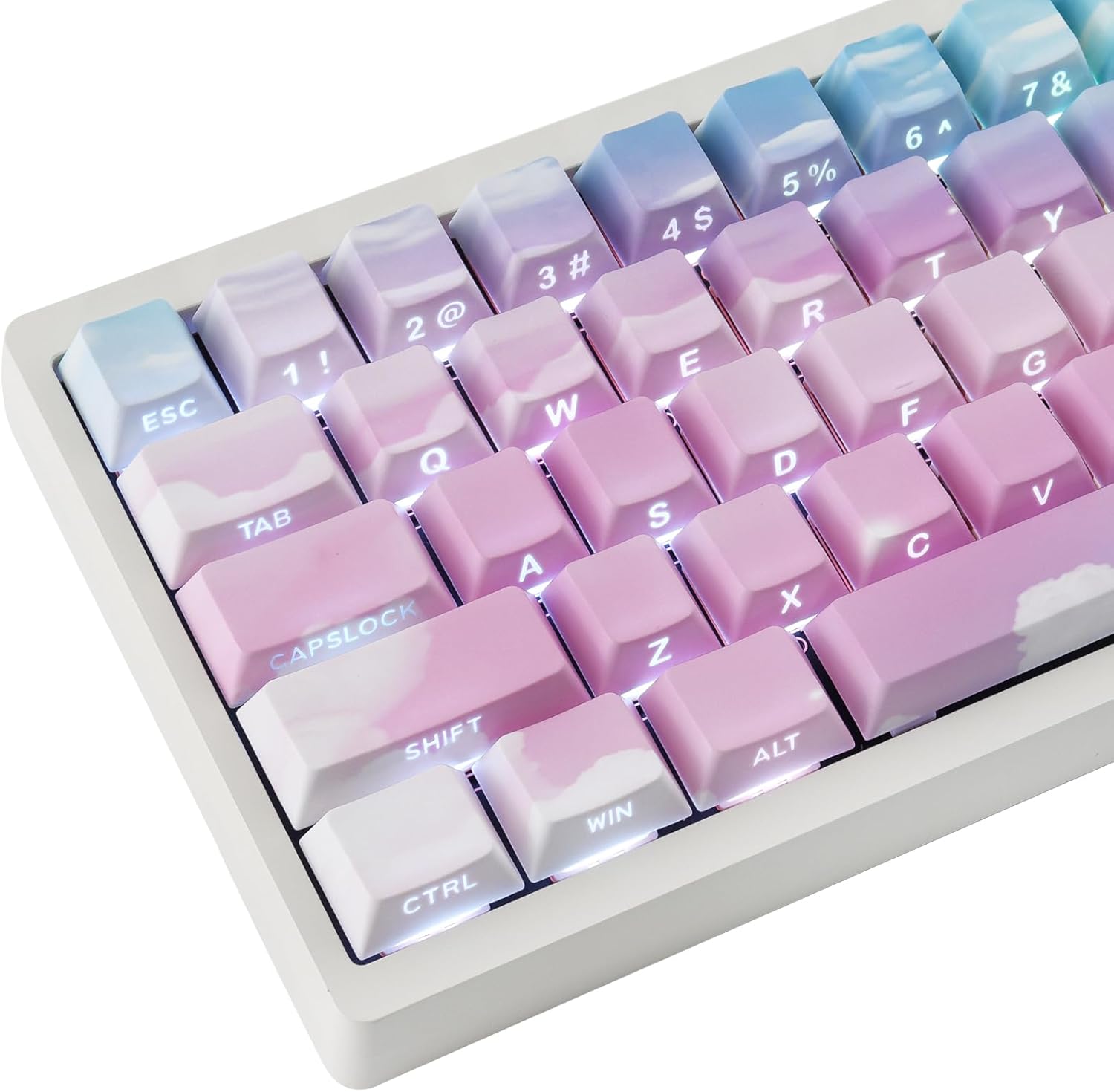 PBT Keycaps - Gradient Pink Blue Custom Keycap Set for Keyboards