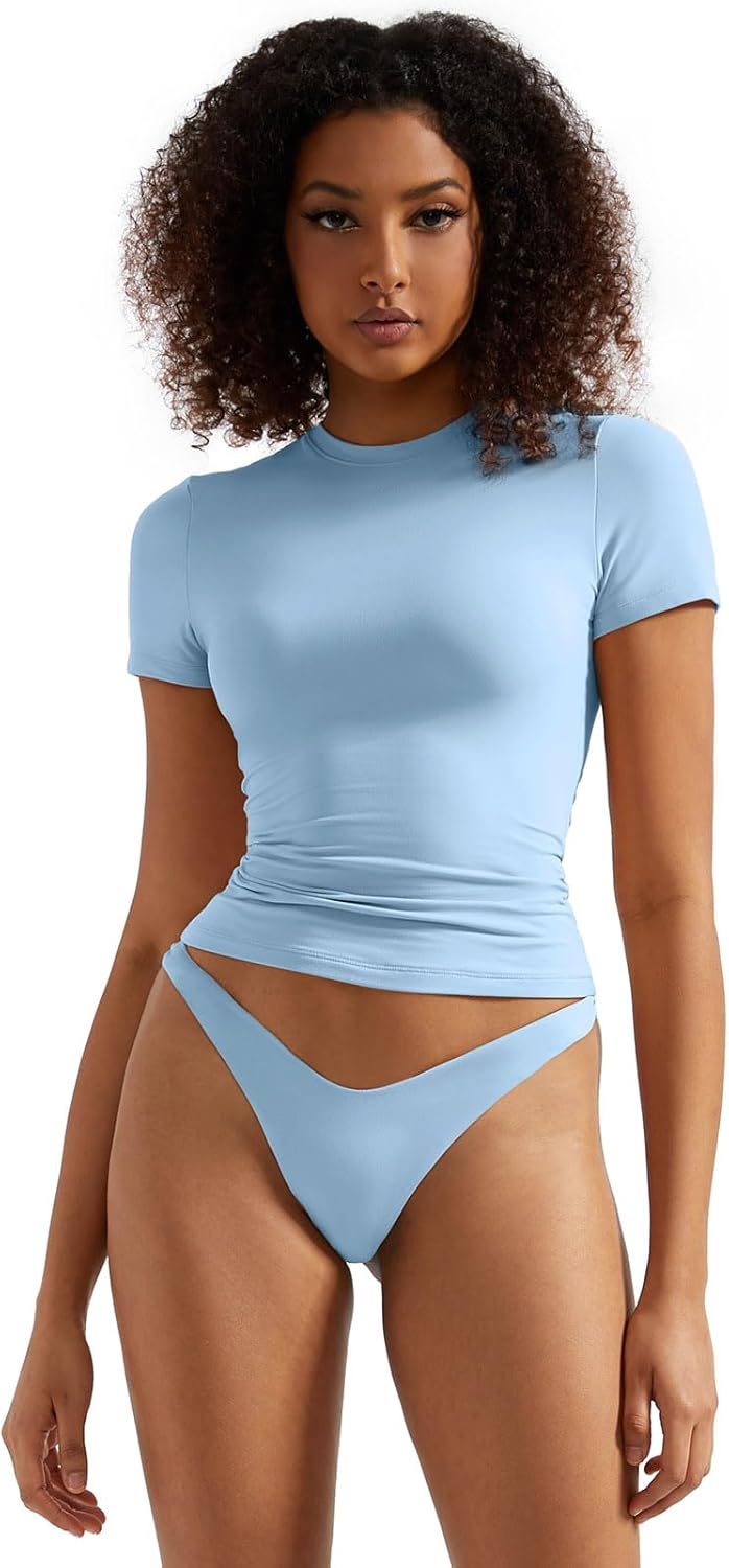 SUUKSESS Women Double Lined Fitted Basic Tee for Y2K Style