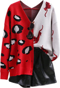 Women's Leopard Tiger Print V Neck Cardigan - Color Block Button Down