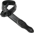G-118 Black on Black Padded Guitar Strap with Embossed Tooling