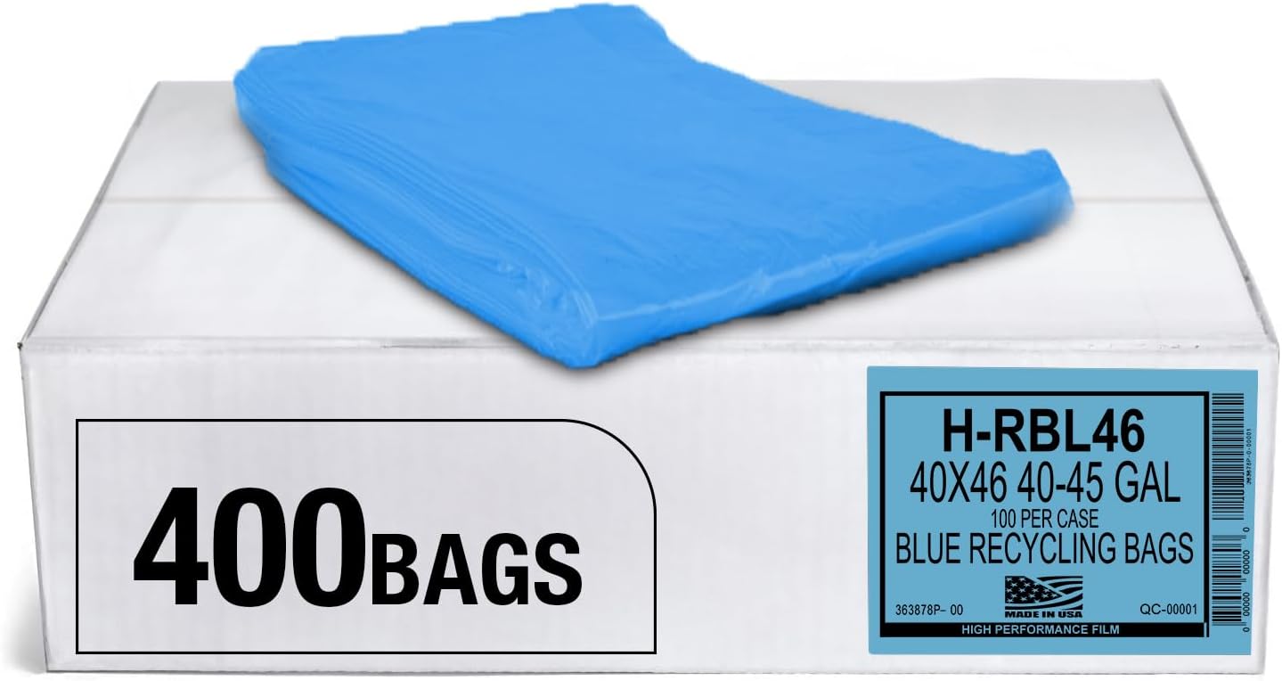 Aluf Plastics 45 Gallon Blue Industrial Strength Trash Bags