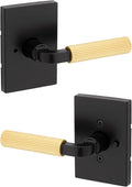 Kwikset Mirada Reeded Interior Privacy Door Handle - Matte Black Satin
