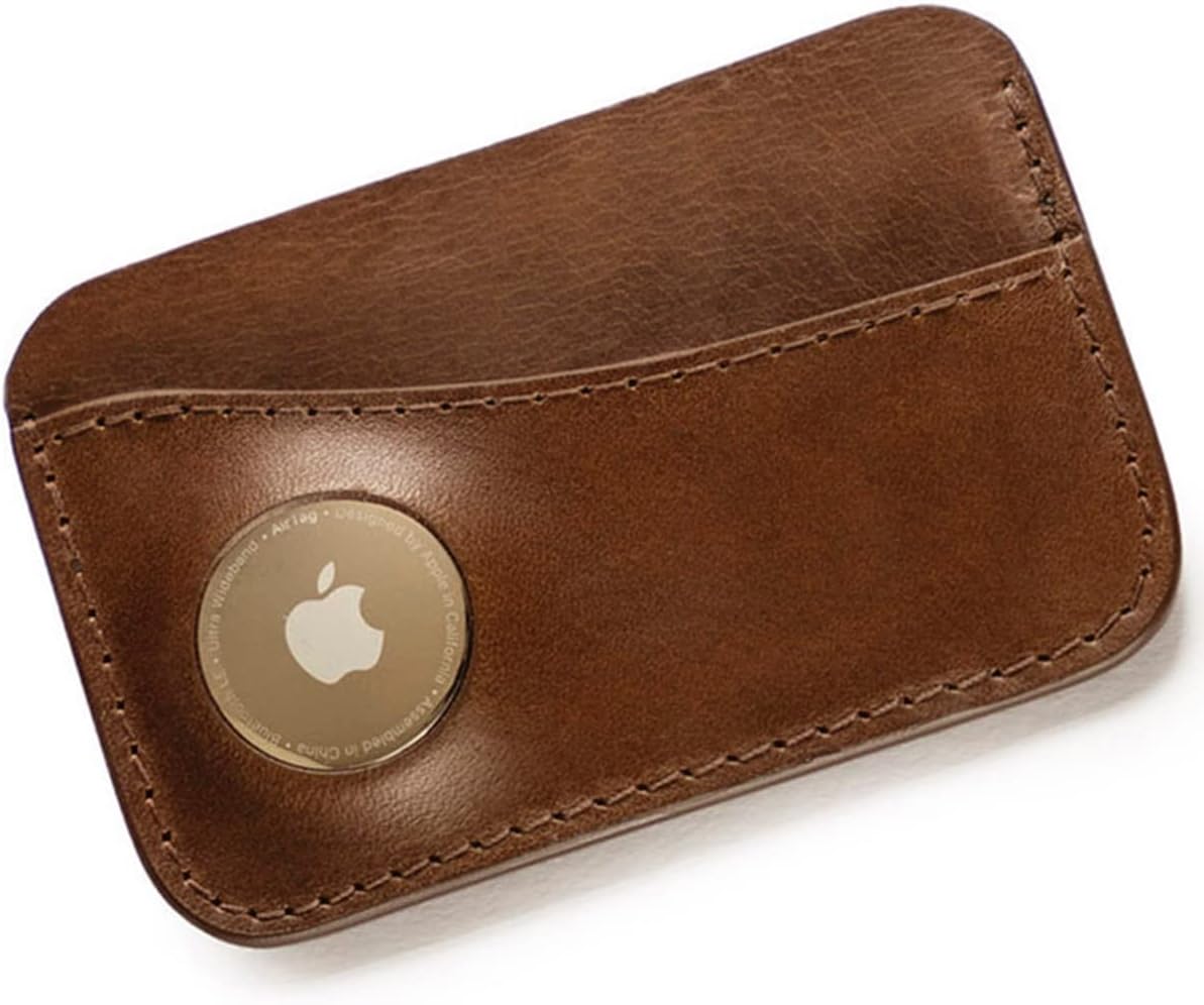 Leather Card Wallet Compatible with Apple Airtag - Minimalist Design