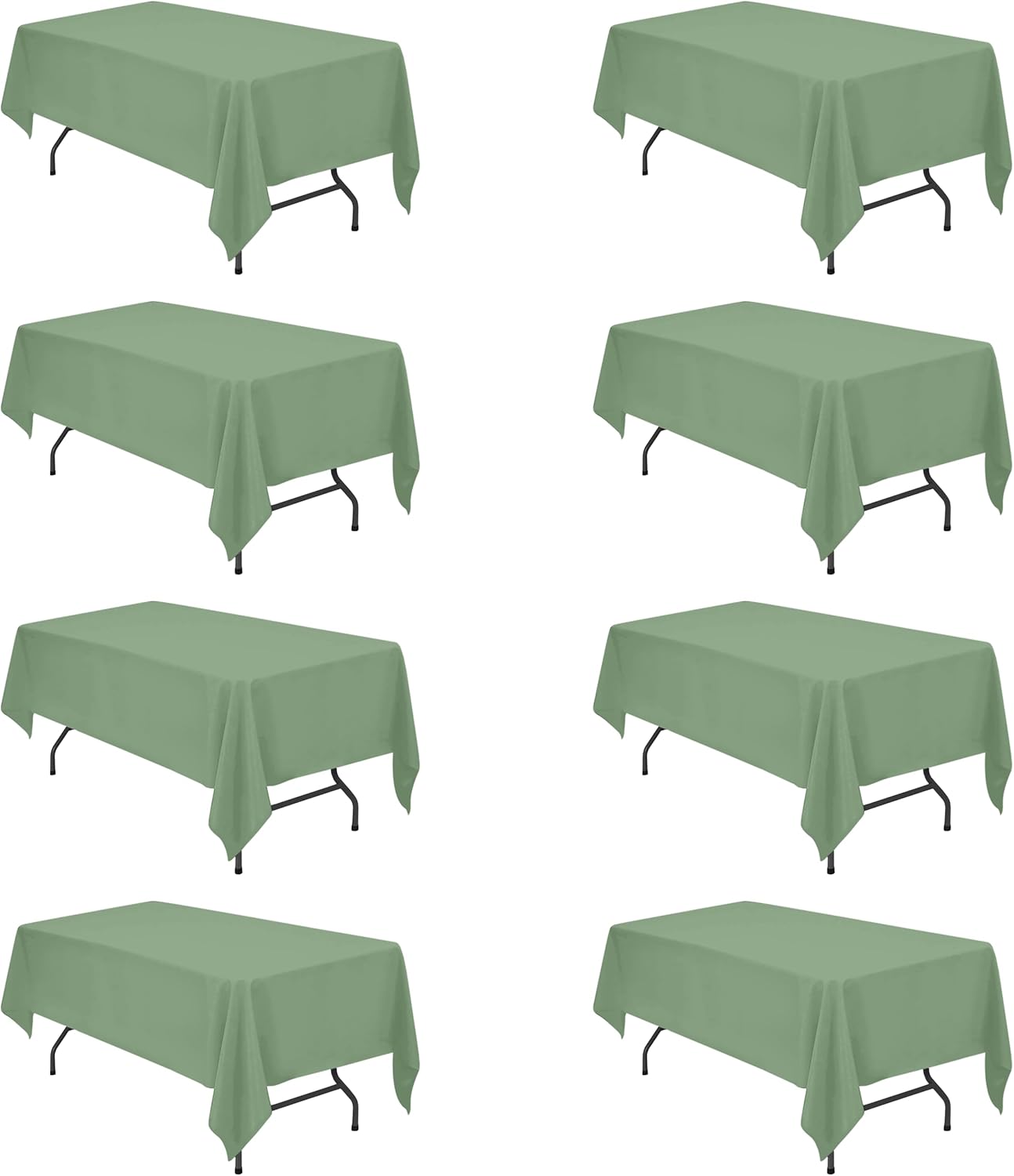 Sage Green Tablecloths for 6 Foot Rectangle Tables - 8 Pack