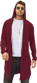 COOFANDY Men's Long Hooded Cardigan Shawl Collar - Lightweight Style