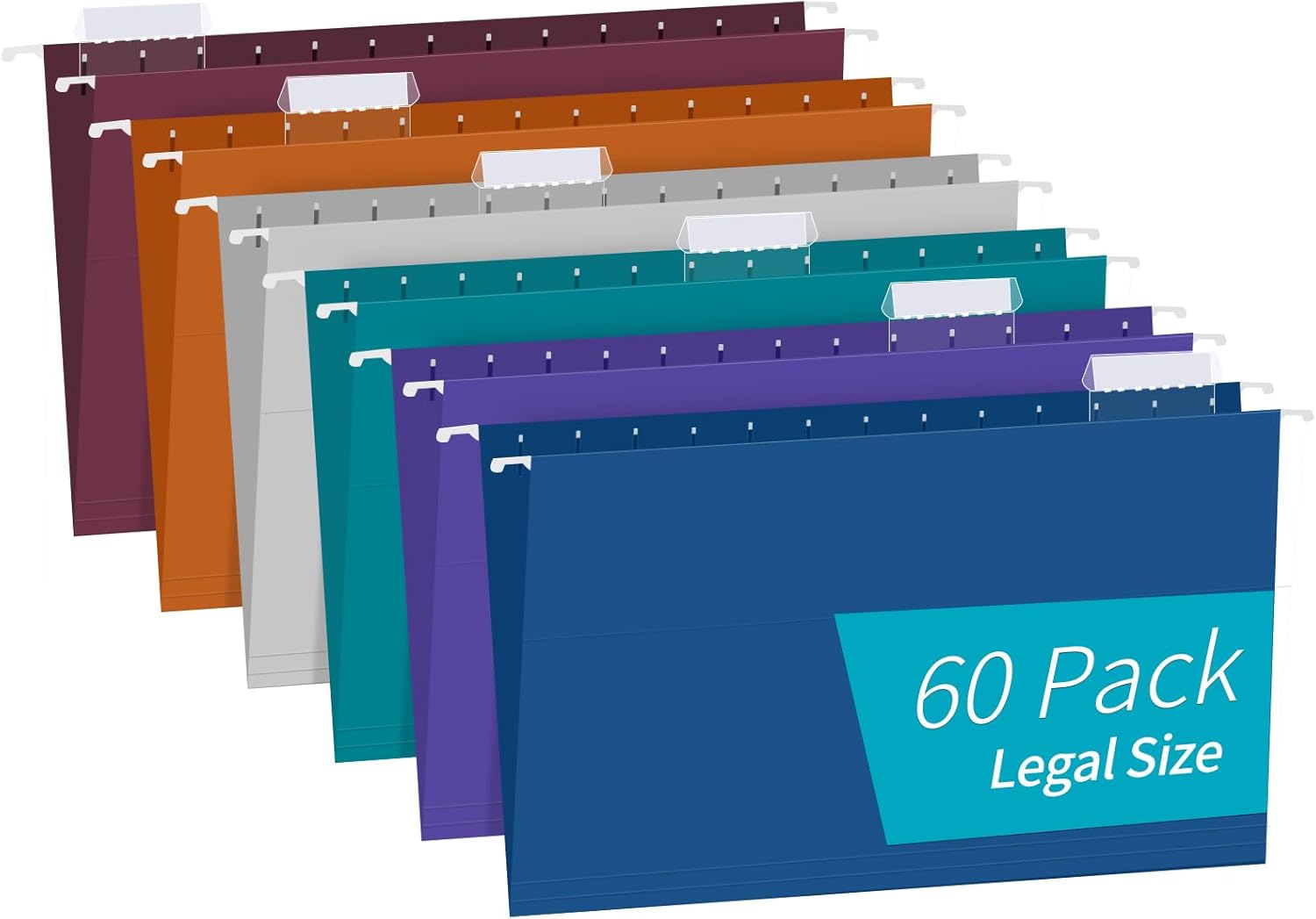Hanging File Folders for Legal Size Papers - 60 Pack Set