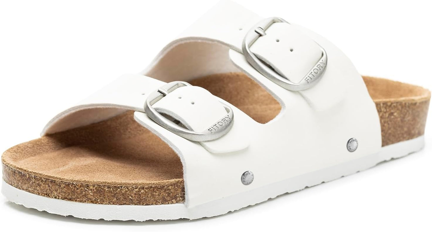 FITORY Womens Flat Sandals with Cork Footbed for Summer Comfort