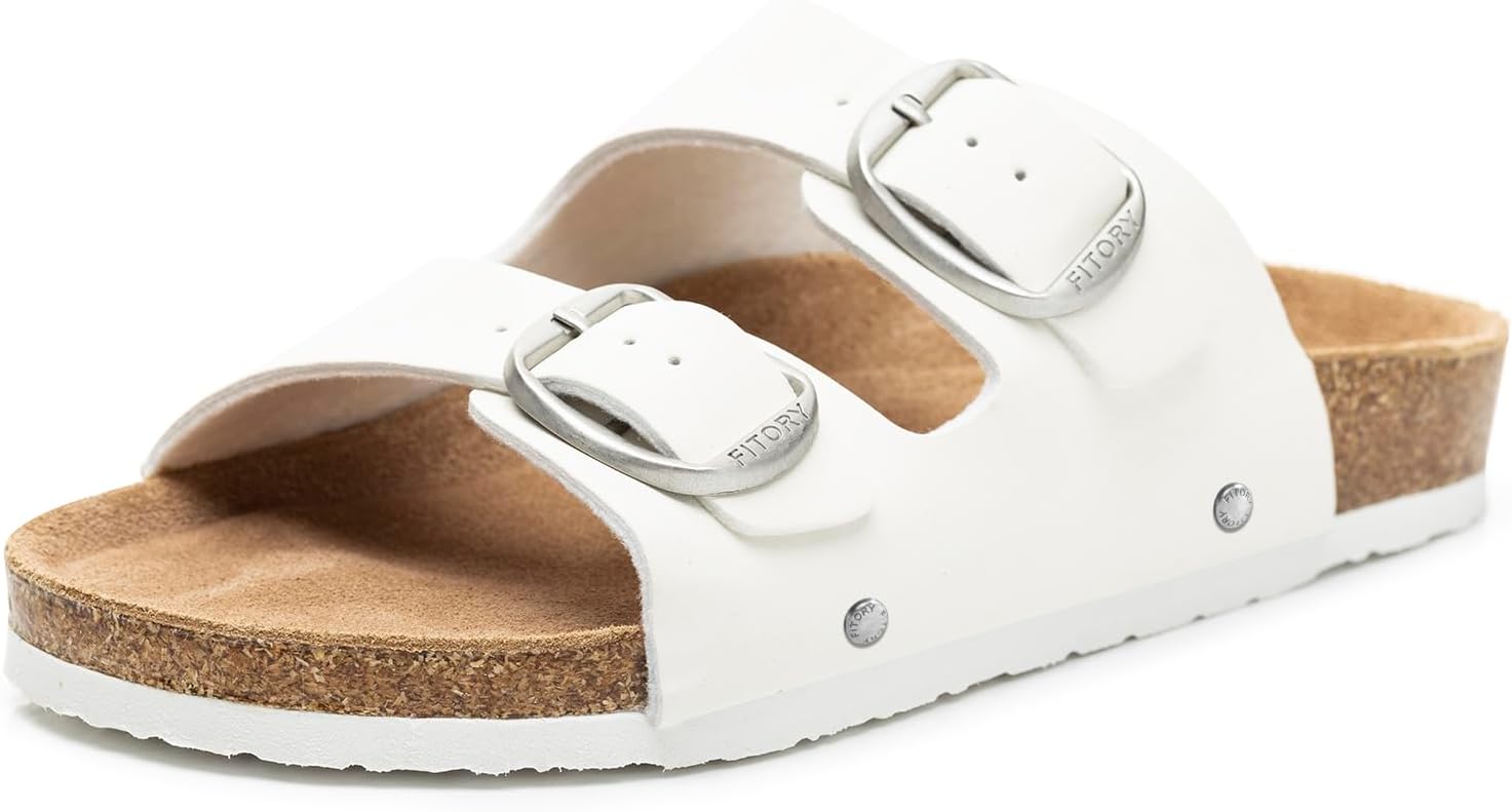 FITORY Womens Flat Sandals with Cork Footbed for Summer Comfort