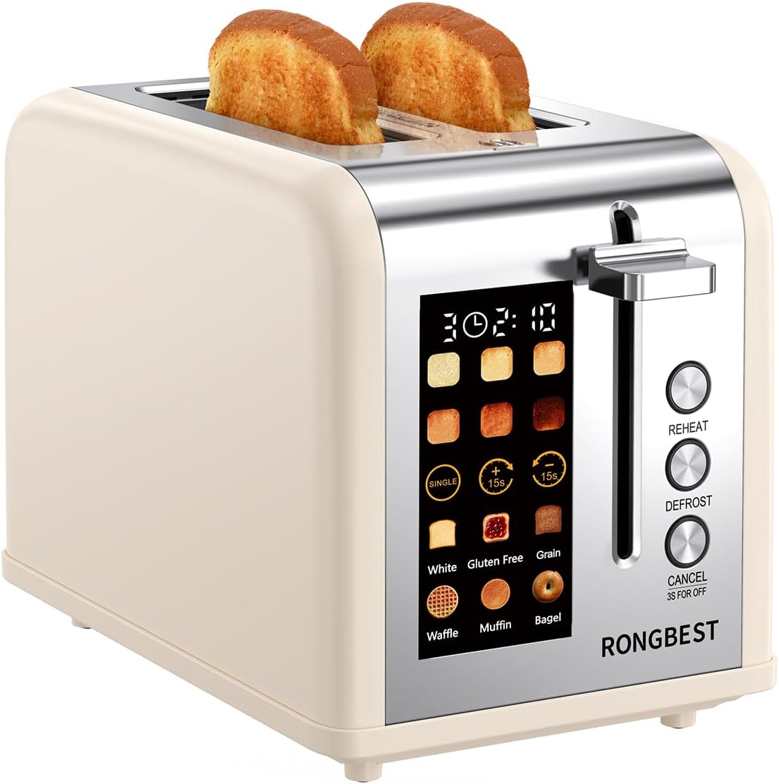 2 Slice Touch Screen Toaster with Wide Slots for Perfect Toast