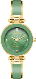 Genuine Diamond Dial Bangle Watch for Women - Olive Green Shell