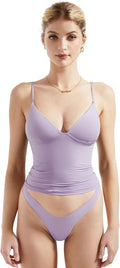 Women Sexy Deep V Neck Sleeveless Fitted Cami - Double Lined Soft