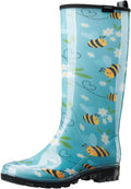 Women's Colorful Printed Rain Boots Knee High - Waterproof Comfort