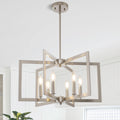 Dining Room Light Fixture 6-Light Brushed Nickel Chandelier - Modern