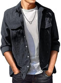 Men's Corduroy Button Down Shacket Jacket - Casual Long Sleeve