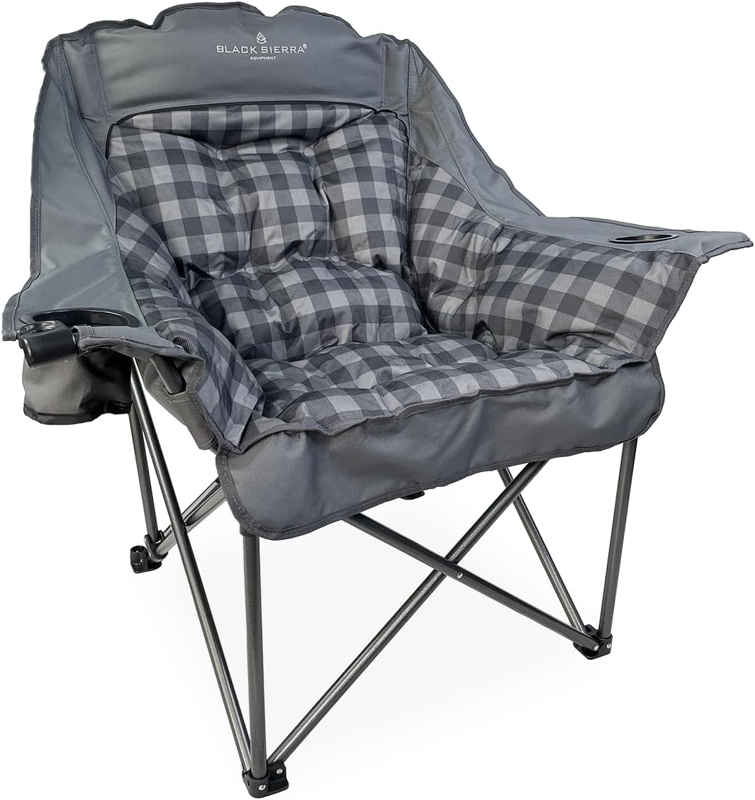 Black Sierra Oversized Camping Chair for Adults with Comfort