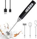 Black Handheld Milk Frother Wand for Coffee - Rechargeable USB Frother