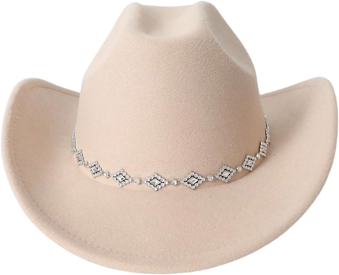 Rhinestone Wide Brim Cowgirl Hat for Western Style Lovers