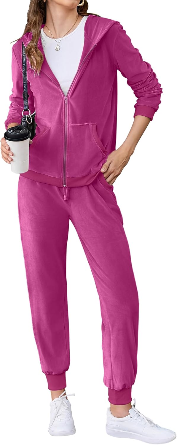 Womens Casual Velour Tracksuit Set for Comfort and Style
