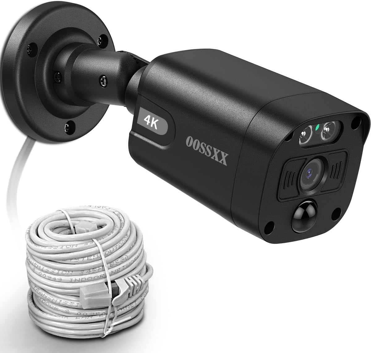 OOSSXX Black 4K IP 8MP PIR POE Extend Camera for Security