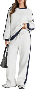 Herseas Women Color Block Sweatsuit 2 Piece Set - Cozy Casual Fit