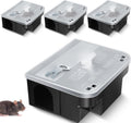 Rat Bait Station 4 Pack with Keys - Clear Lid, Child Lock