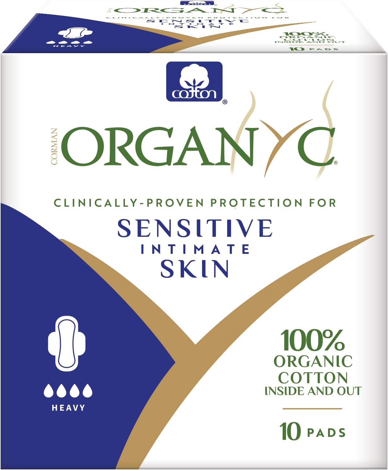 Organyc 100% Certified Organic Cotton Feminine Pads for Comfort