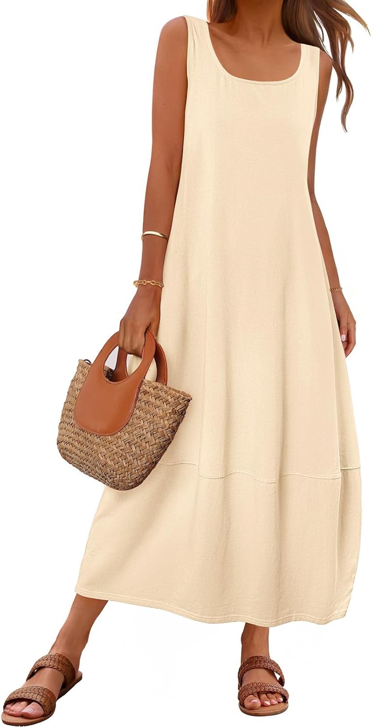 MEROKEETY Women's Casual Maxi Sundress for Summer Beach Fun