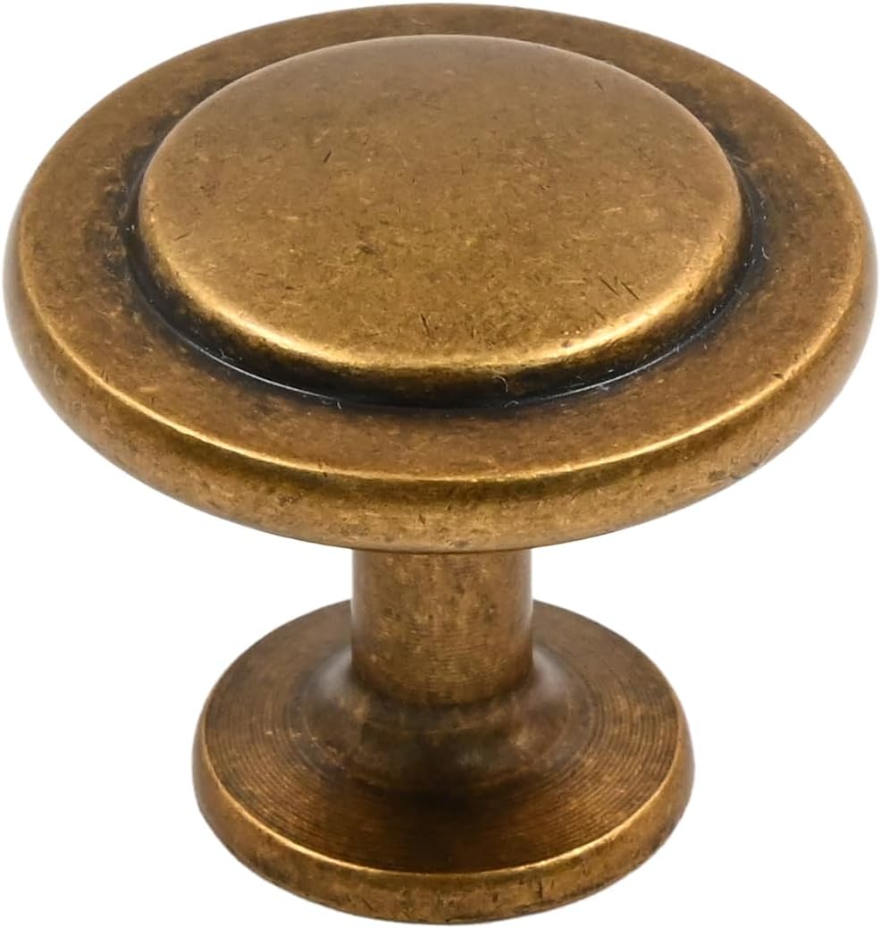 Antique Brass Cabinet Knobs - 25 Pack Elegant Kitchen Hardware