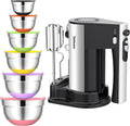 600W Electric Hand Mixer with 6 Mixing Bowls Set - Powerful