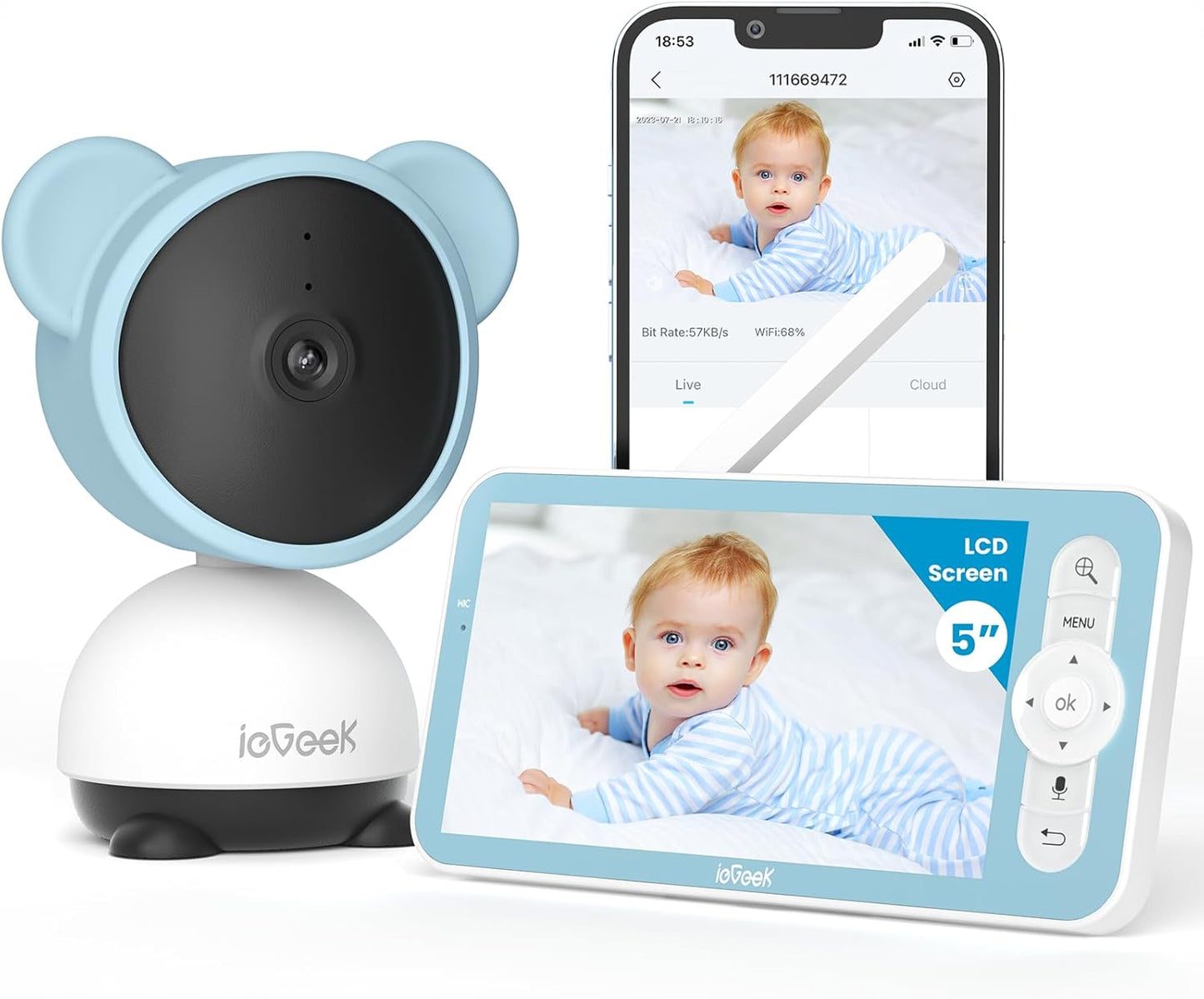 ieGeek 5'' Baby Monitor: App-Controlled WiFi Camera