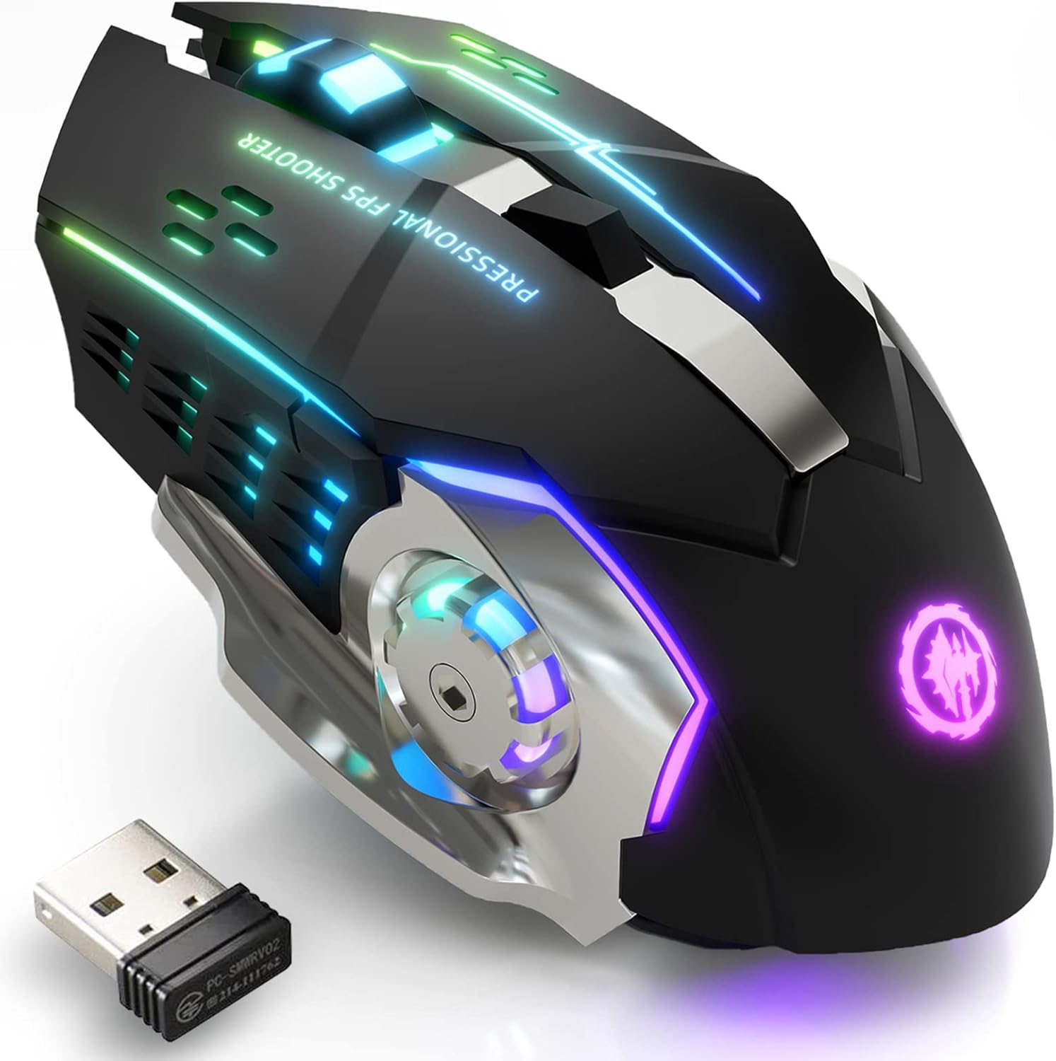 MELOGAGA Wireless Gaming Mouse - RGB Backlit, Silent Click