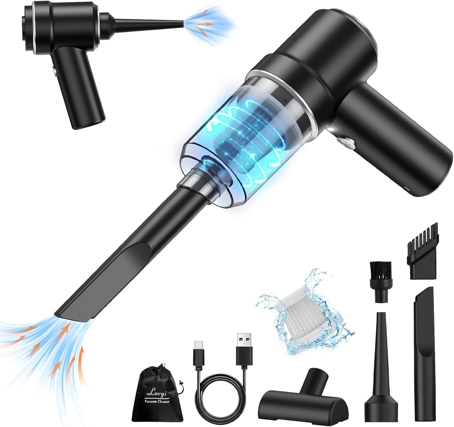 Lovyi Portable 2-in-1 Cordless Vacuum: LED Light & Rechargeable