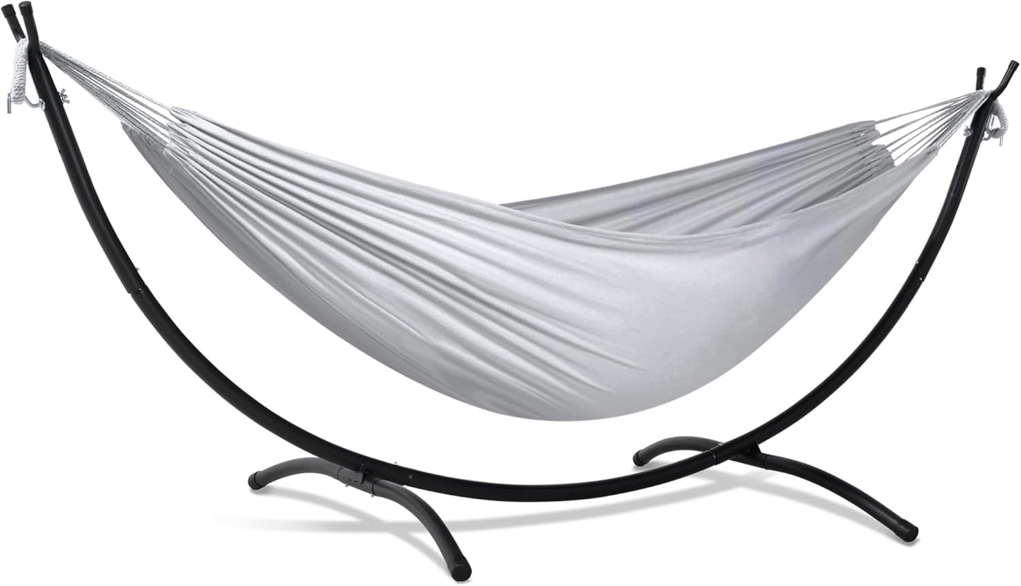 SUNCREAT Stand Alone Hammocks for Outside, 2 Person Light Gray