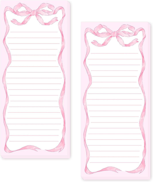 Pink Bow Magnetic Notepads - Cute Grocery List Companion