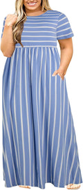 Plus Size Maxi Dress for Curvy Women - Loose Short Sleeve Summer Maxi