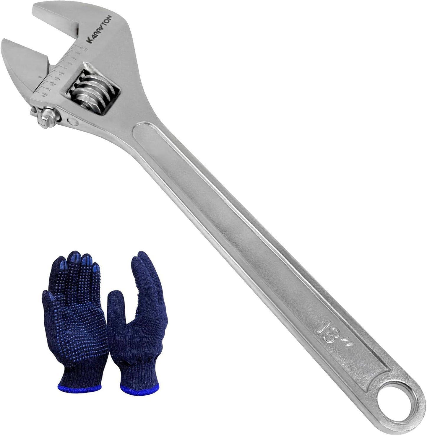 18 Inch Adjustable Wrench with Max Jaw Opening for Fasteners