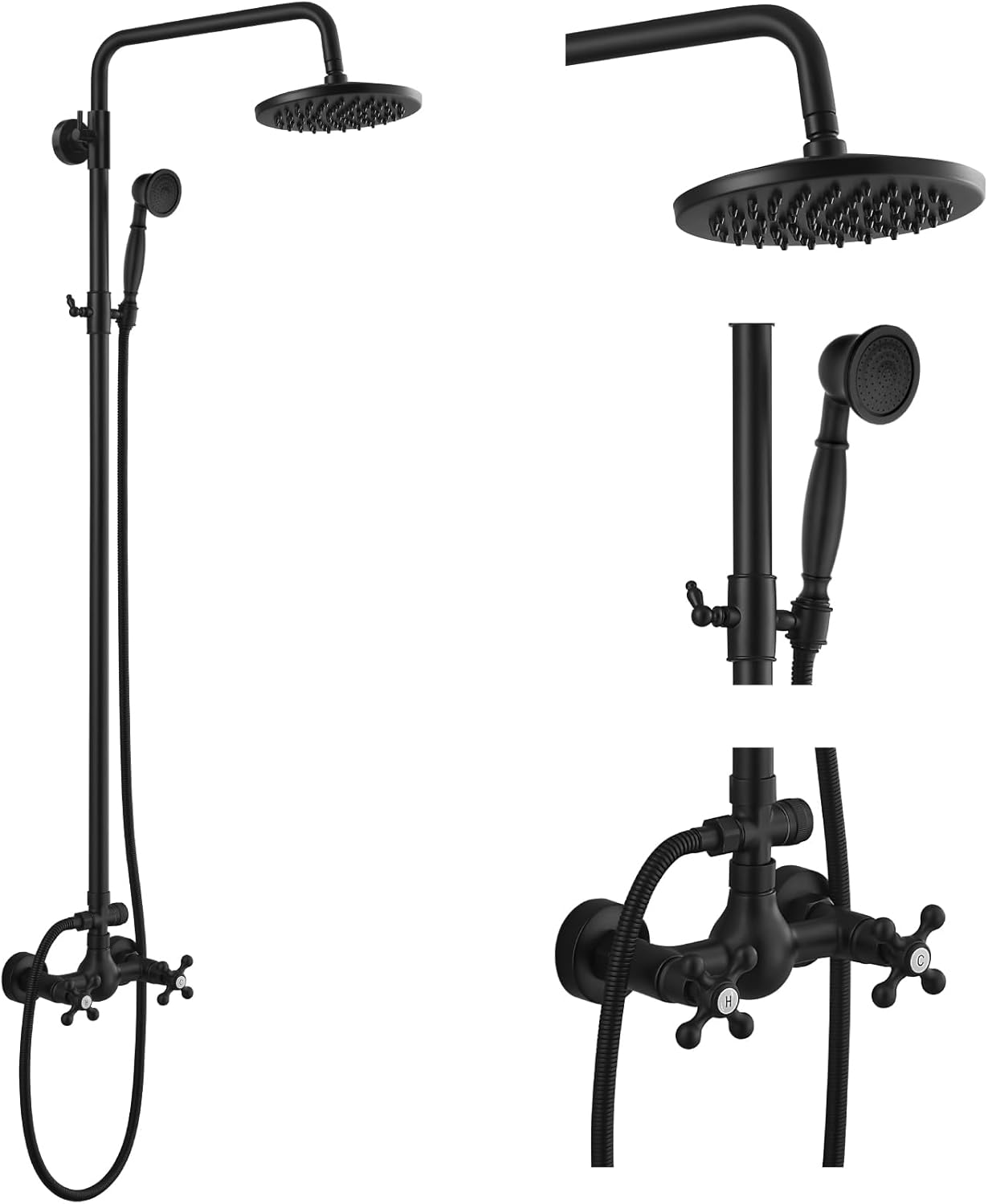 Gotonovo Exposed Bathroom Shower Faucet Set with Rainfall Head