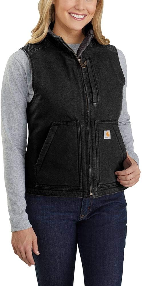 Carhartt Women's Washed Duck Mock Neck Vest - Sherpa Lined
