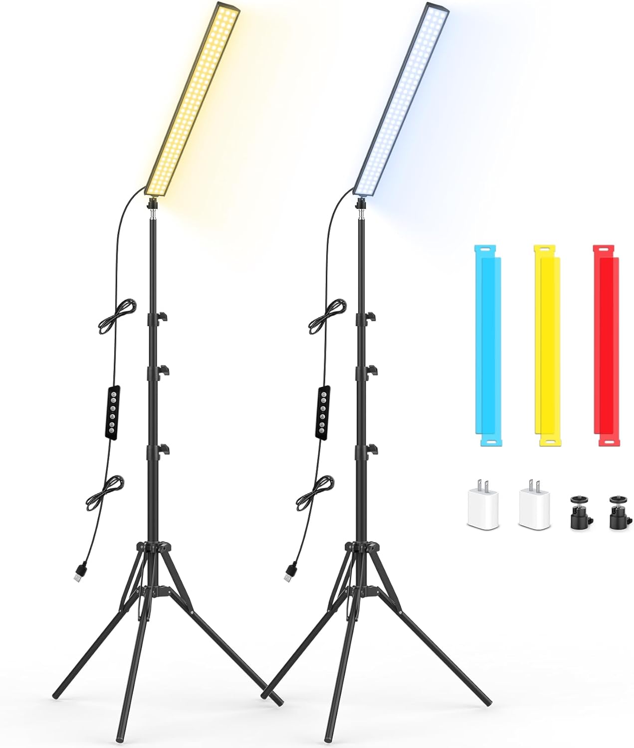 2 Pack LED Video Light Stick Kit for Photography and Streaming