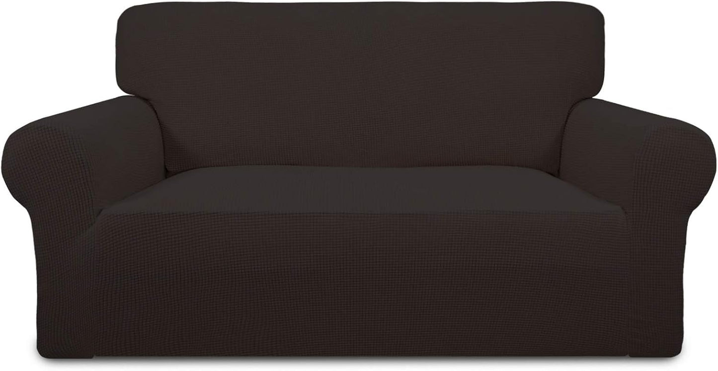 PureFit Stretch Loveseat Sofa Slipcover for Kids, Chocolate